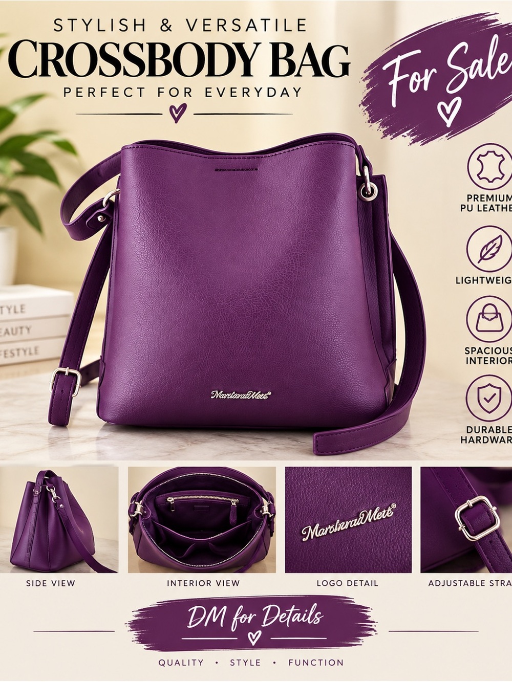 Montana West Purple Leather Crossbody Bag